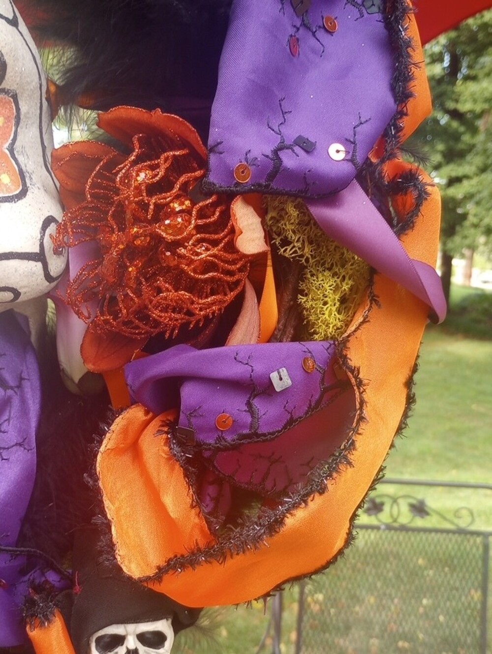 Halloween Wreath with Orange & Purple Accents - Picture 6 of 7